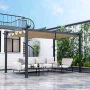 Costway - 10 x 13 Feet Outdoor Aluminum Retractable Pergola Canopy Shelter-Beige