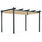Costway - 10 x 13 Feet Outdoor Aluminum Retractable Pergola Canopy Shelter-Beige