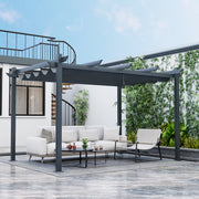 Costway - 10 x 13 Feet Outdoor Aluminum Retractable Pergola Canopy Shelter-Gray