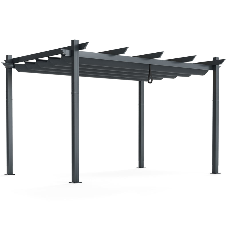 Costway - 10 x 13 Feet Outdoor Aluminum Retractable Pergola Canopy Shelter-Gray