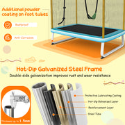 Costway - 6 Feet Rectangle Trampoline with Swing Horizontal Bar and Safety Net-Yellow