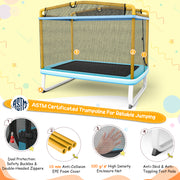 Costway - 6 Feet Rectangle Trampoline with Swing Horizontal Bar and Safety Net-Yellow