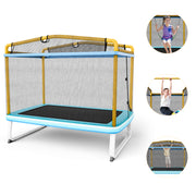 Costway - 6 Feet Rectangle Trampoline with Swing Horizontal Bar and Safety Net-Yellow