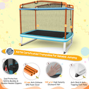 Costway - 6 Feet Rectangle Trampoline with Swing Horizontal Bar and Safety Net-Orange