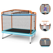 Costway - 6 Feet Rectangle Trampoline with Swing Horizontal Bar and Safety Net-Orange