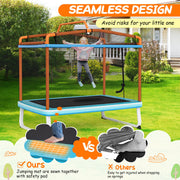 Costway - 6 Feet Rectangle Trampoline with Swing Horizontal Bar and Safety Net-Orange