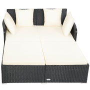 Costway - Spacious Outdoor Rattan Daybed with Upholstered Cushions and Pillows-White