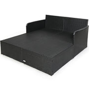 Costway - Spacious Outdoor Rattan Daybed with Upholstered Cushions and Pillows-White