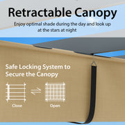 Costway - 10 x 12 Feet Outdoor Aluminum Retractable Pergola Canopy Shelter Grape Trellis-Beige