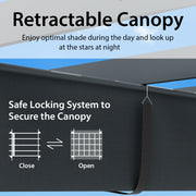 Costway - 10 x 12 Feet Outdoor Aluminum Retractable Pergola Canopy Shelter Grape Trellis-Gray