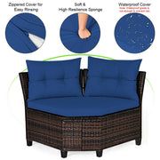 Costway - 4 Pieces Outdoor Cushioned Rattan Furniture Set-Navy