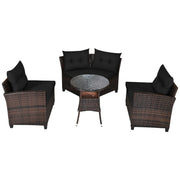 Costway - 4 Pieces Outdoor Cushioned Rattan Furniture Set-Black