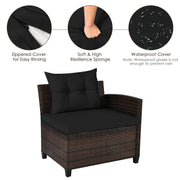 Costway - 4 Pieces Outdoor Cushioned Rattan Furniture Set-Black