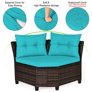 Costway - 4Pcs Outdoor Cushioned Rattan Furniture Set-Turquoise