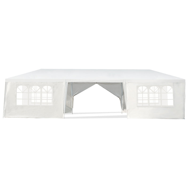 Costway - 10 x 30 Feet Outdoor Canopy Tent with 6 Removable Sidewalls and 2 Doorways-White