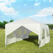 Costway - 10 x 30 Feet Outdoor Canopy Tent with 6 Removable Sidewalls and 2 Doorways-White