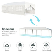 Costway - 10 x 30 Feet Outdoor Canopy Tent with 6 Removable Sidewalls and 2 Doorways-White