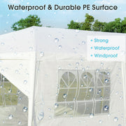 Costway - 10 x 30 Feet Outdoor Canopy Tent with 6 Removable Sidewalls and 2 Doorways-White