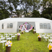 Costway - 10 x 30 Feet Outdoor Canopy Tent with 6 Removable Sidewalls and 2 Doorways-White