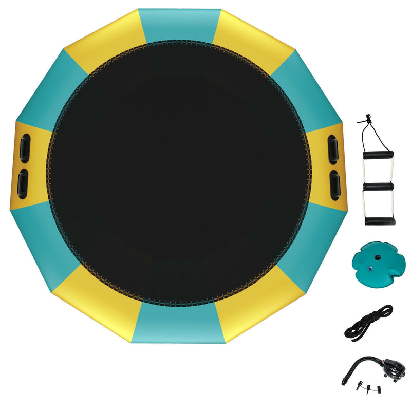 Costway - 15 Feet Inflatable Splash Padded Water Bouncer Trampoline-Yellow
