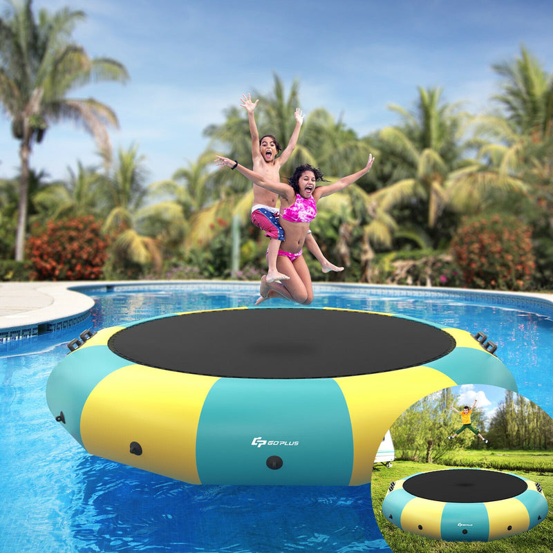 Costway - 15 Feet Inflatable Splash Padded Water Bouncer Trampoline-Yellow