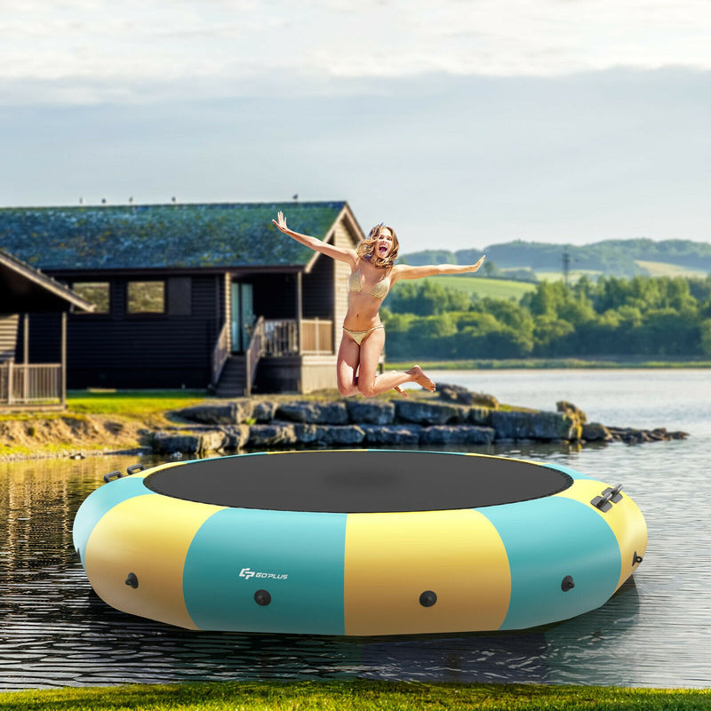 Costway - 15 Feet Inflatable Splash Padded Water Bouncer Trampoline-Yellow