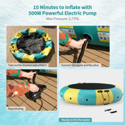 Costway - 15 Feet Inflatable Splash Padded Water Bouncer Trampoline-Yellow