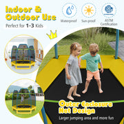 Costway - 7 ft Kids Trampoline W/ Safety Enclosure Net-Yellow