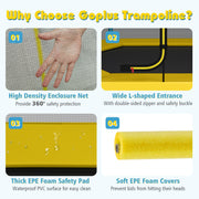 Costway - 7 ft Kids Trampoline W/ Safety Enclosure Net-Yellow