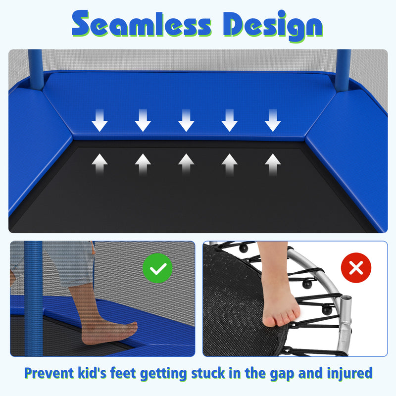 Costway - 7 Ft Kids Trampoline W/ Safety Enclosure Net-Blue