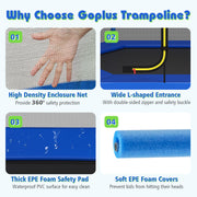 Costway - 7 Ft Kids Trampoline W/ Safety Enclosure Net-Blue