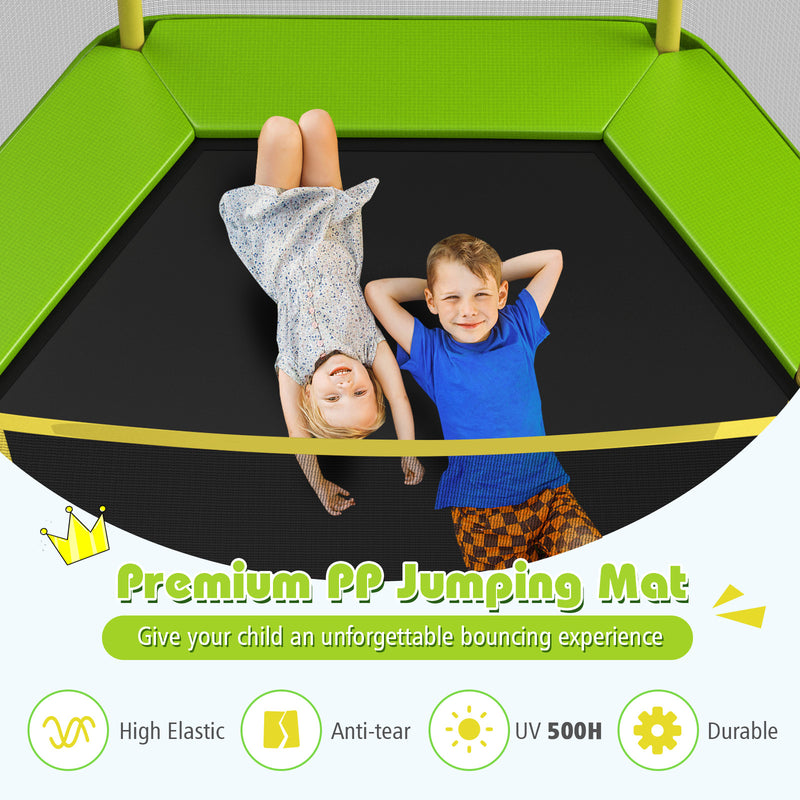 Costway - 7FT Kids Trampoline with Safety Enclosure Net-Green
