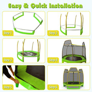 Costway - 7FT Kids Trampoline with Safety Enclosure Net-Green