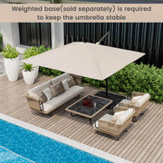 Costway - 9.5 Feet Square Patio Cantilever Umbrella with 360° Rotation-Beige