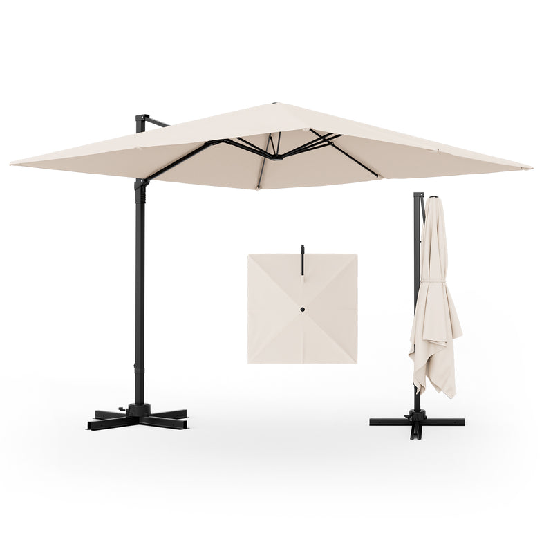 Costway - 9.5 Feet Square Patio Cantilever Umbrella with 360° Rotation-Beige
