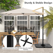 Costway - 9.5 Feet Square Patio Cantilever Umbrella with 360° Rotation-Beige