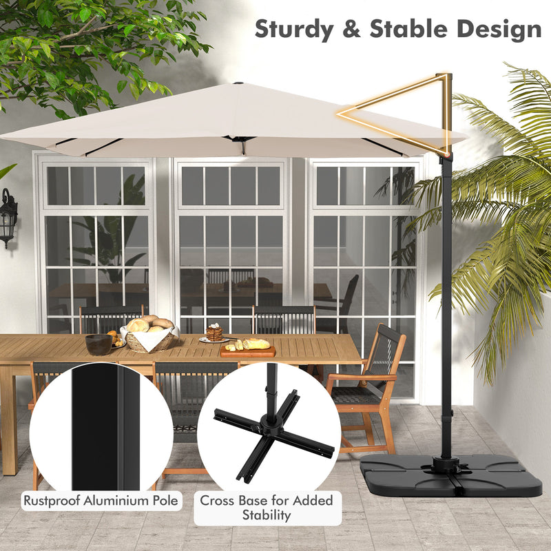 Costway - 9.5 Feet Square Patio Cantilever Umbrella with 360° Rotation-Beige