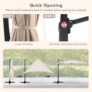 Costway - 9.5 Feet Square Patio Cantilever Umbrella with 360° Rotation-Beige