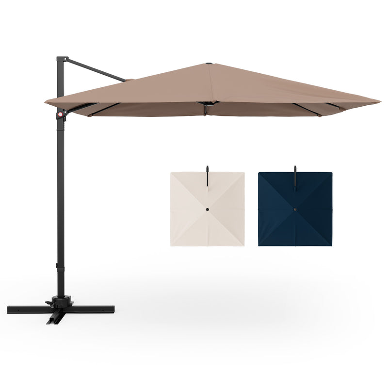Costway - 9.5 Feet Square Patio Cantilever Umbrella with 360° Rotation-Coffee