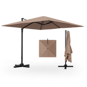 Costway - 9.5 Feet Square Patio Cantilever Umbrella with 360° Rotation-Coffee