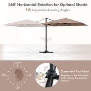 Costway - 9.5 Feet Square Patio Cantilever Umbrella with 360° Rotation-Coffee