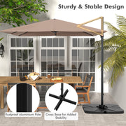 Costway - 9.5 Feet Square Patio Cantilever Umbrella with 360° Rotation-Coffee