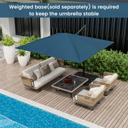 Costway - 9.5 Feet Square Patio Cantilever Umbrella with 360° Rotation-Navy
