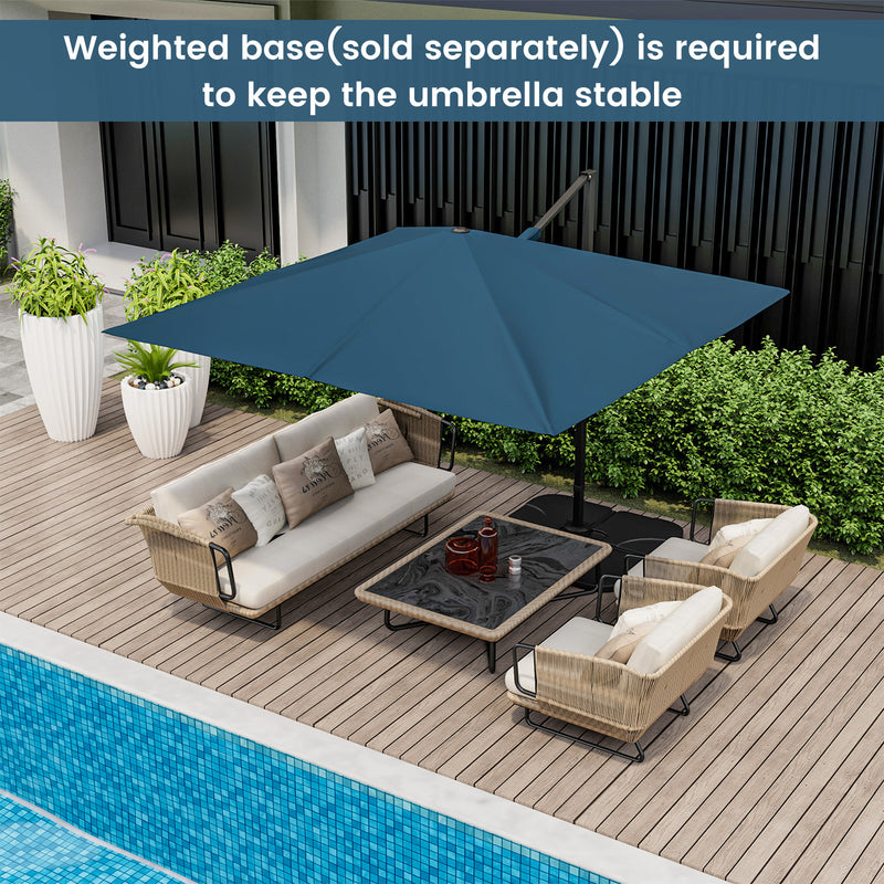 Costway - 9.5 Feet Square Patio Cantilever Umbrella with 360° Rotation-Navy