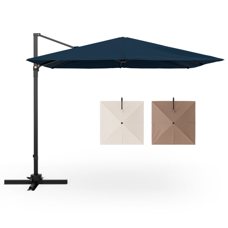 Costway - 9.5 Feet Square Patio Cantilever Umbrella with 360° Rotation-Navy