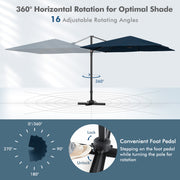 Costway - 9.5 Feet Square Patio Cantilever Umbrella with 360° Rotation-Navy