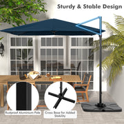 Costway - 9.5 Feet Square Patio Cantilever Umbrella with 360° Rotation-Navy