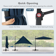 Costway - 9.5 Feet Square Patio Cantilever Umbrella with 360° Rotation-Navy