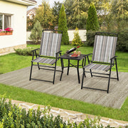 Costway - Set of 2 Patio Folding Sling Chairs Space-saving Dining Chair-Gray