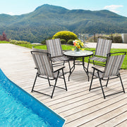 Costway - Set of 2 Patio Folding Sling Chairs Space-saving Dining Chair-Gray